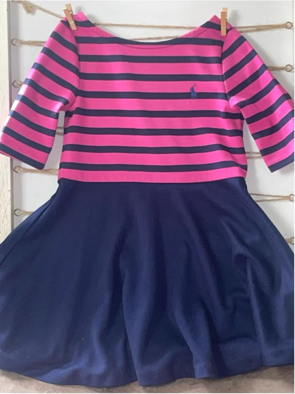 Ralph Lauren girls Casual Dress 18 months Pink Navy Striped